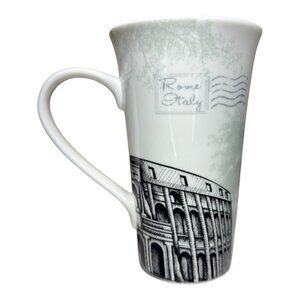 222 Fifth World Traveler Rome Italy Mug Porcelain Black & White 12 Oz